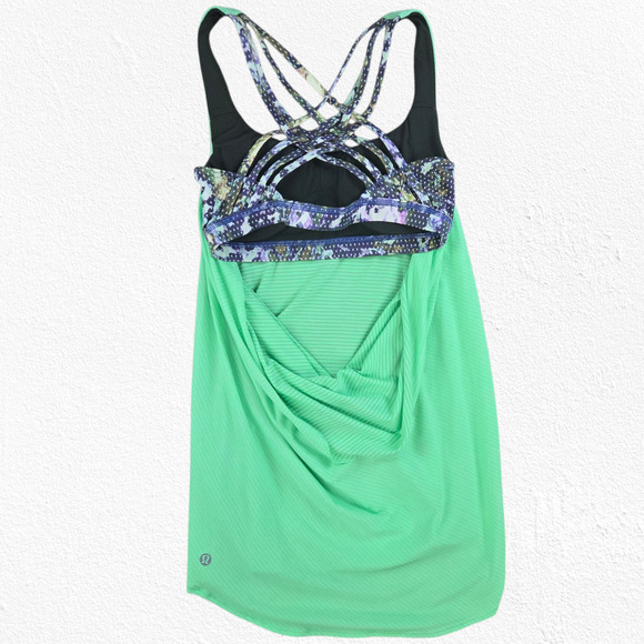 Lululemon Lime Green Wild Tank Green Strappy Open Back Active Tank Top Size 4 - Picture 5 of 7